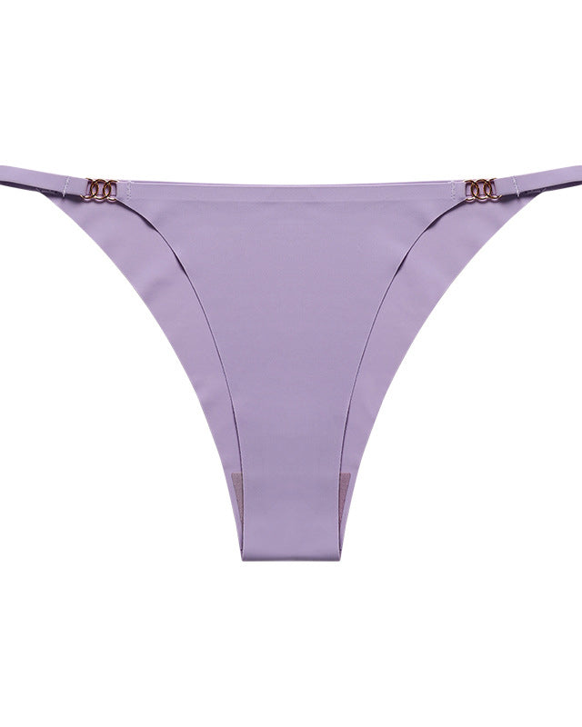 Three-Ring Buckle Low-Waist Seamless Ice Silk Strap Women’s Underwear