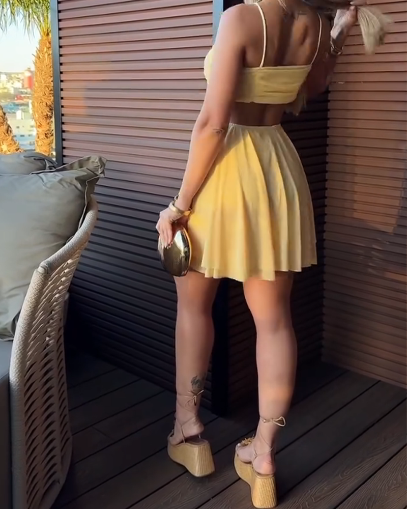 High-Waisted Suspender Ruffle Dress (Pre-Sale)