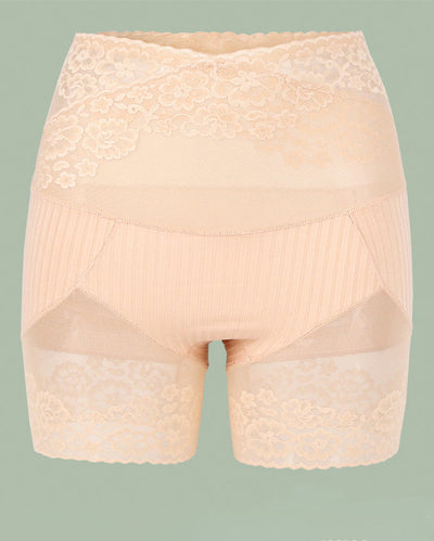 Legging taille haute en coton et dentelle pour le contrôle du ventre