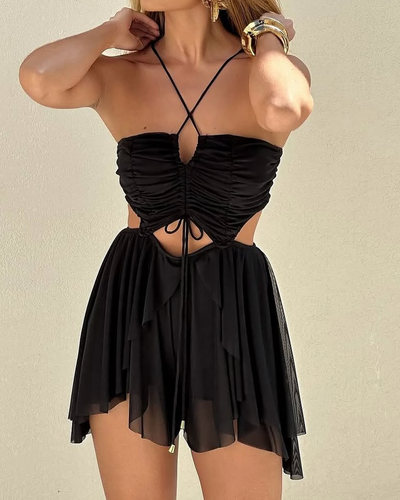 High-Waisted Suspender Ruffle Dress (Pre-Sale)