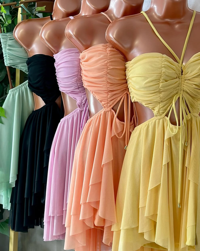 High-Waisted Suspender Ruffle Dress (Pre-Sale)