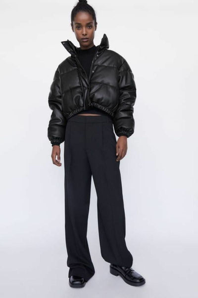 FIERCE | Puffer Vegan Leather Jacket