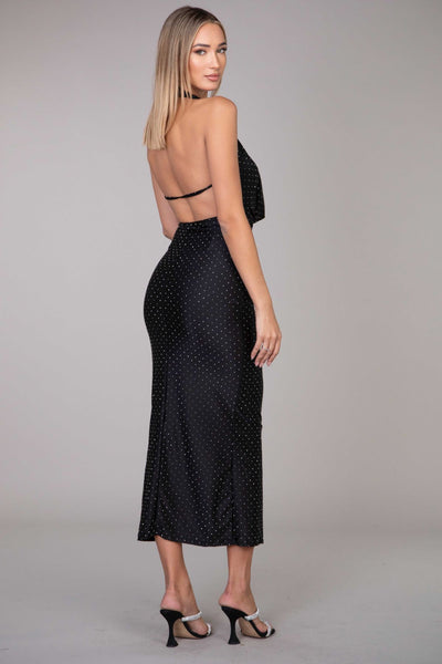 Brit & Boho™ I Mara Rhinestones with Open Back Maxi Dress