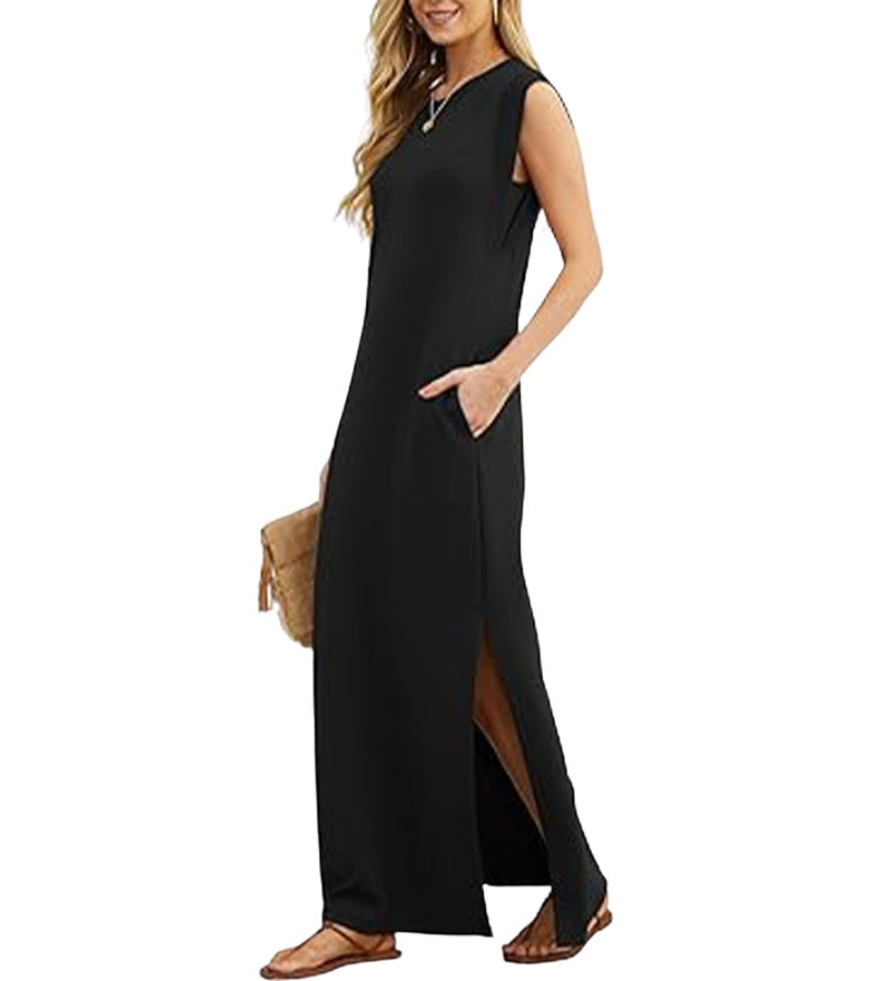 Romaisa | Casual, no-iron maxi dress with a slit