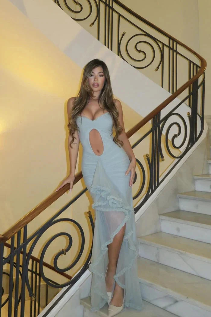 Brit & Boho™ I Eloise Cut-Out Ruffle Maxi Dress
