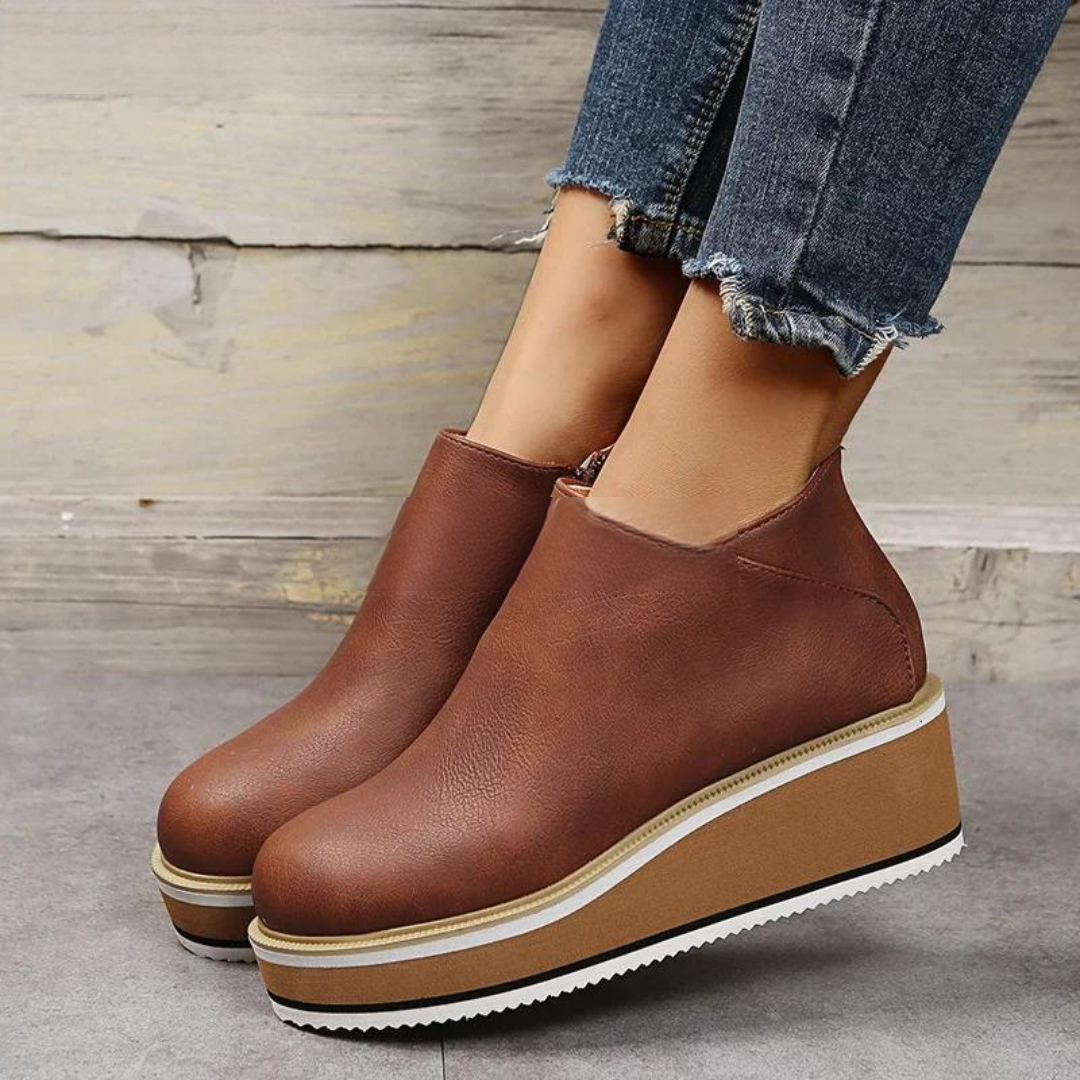 Viki | Orthopedic Leather ComfortStep Ankle Platform Boots