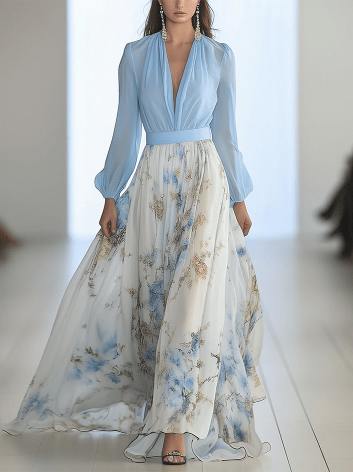 TESS | LONG DRESS WITH FLORAL PRINT
