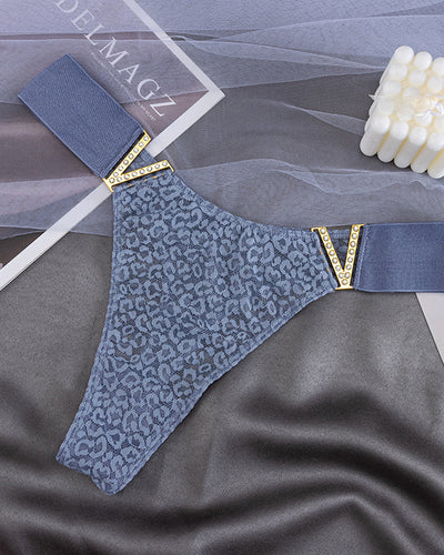 V-Neck Rhinestone Lace Panties（9 Pieces）