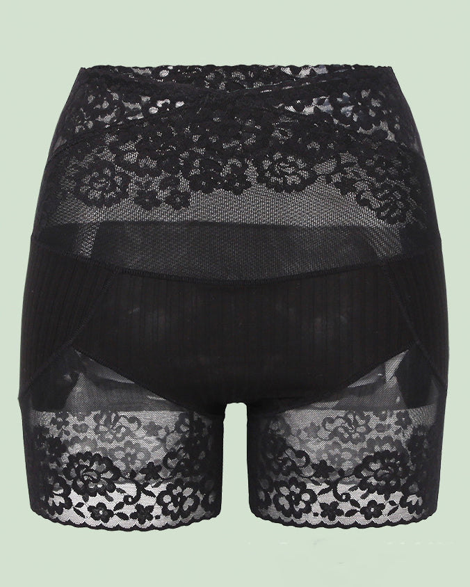 Legging taille haute en coton et dentelle pour le contrôle du ventre