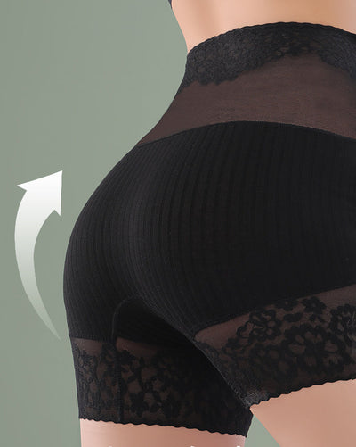 Legging taille haute en coton et dentelle pour le contrôle du ventre