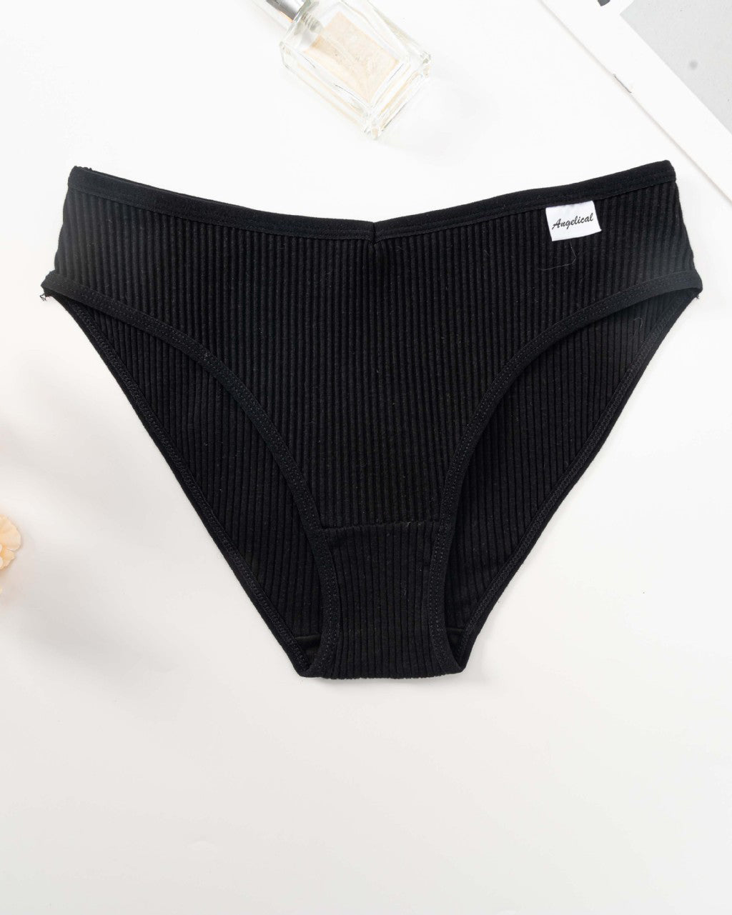 Sous-vêtements côtelés taille moyenne à haute élasticité pour femmes
