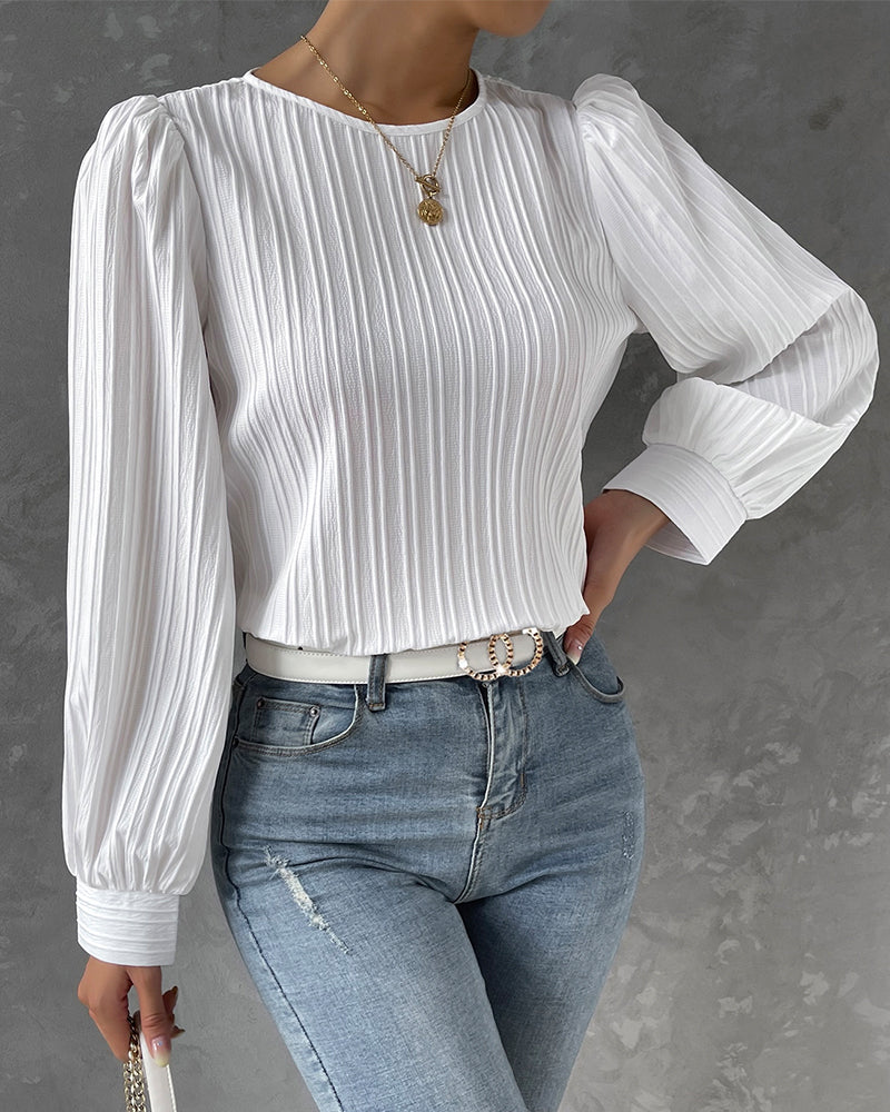 Viki – Textured Long Sleeve Blouse