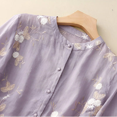 Viki – Embroidered Sheer Blouse