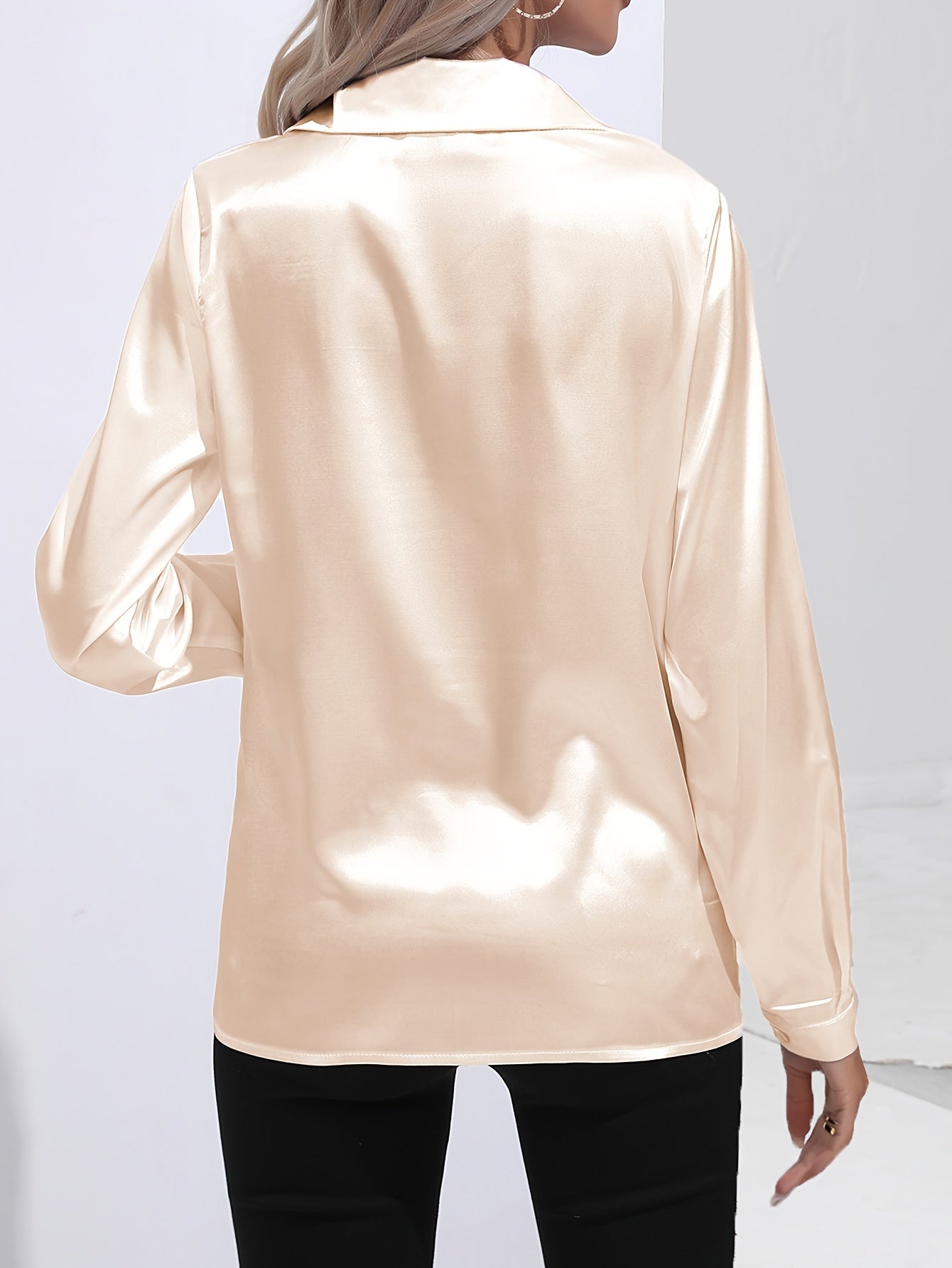 Viki - Satin Button-Up Blouse