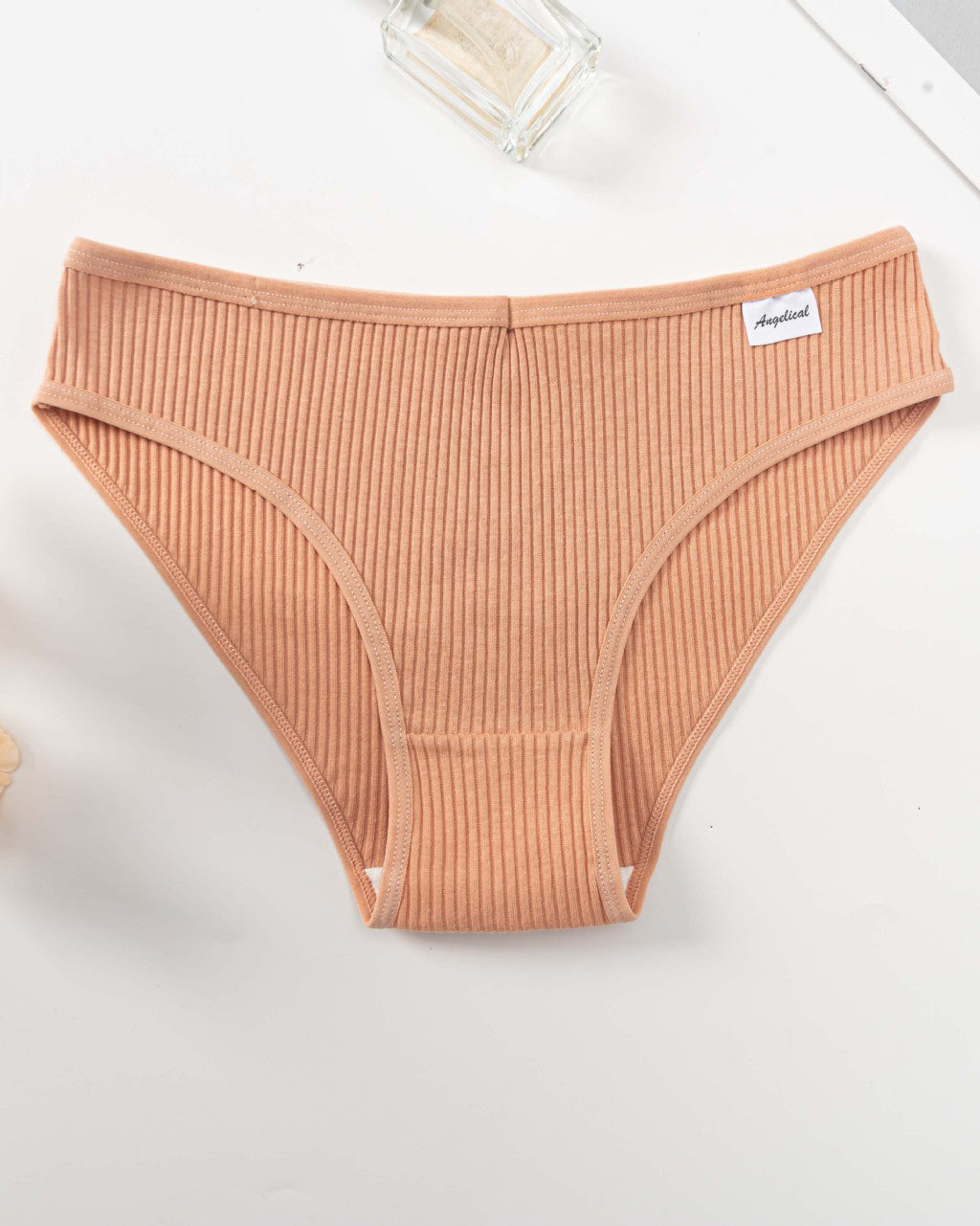 Sous-vêtements côtelés taille moyenne à haute élasticité pour femmes