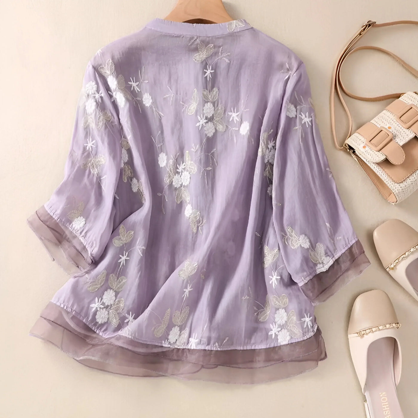 Viki – Embroidered Sheer Blouse