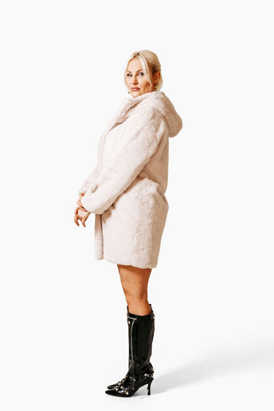 FAUX FUR HOODED TEDDY JACKET