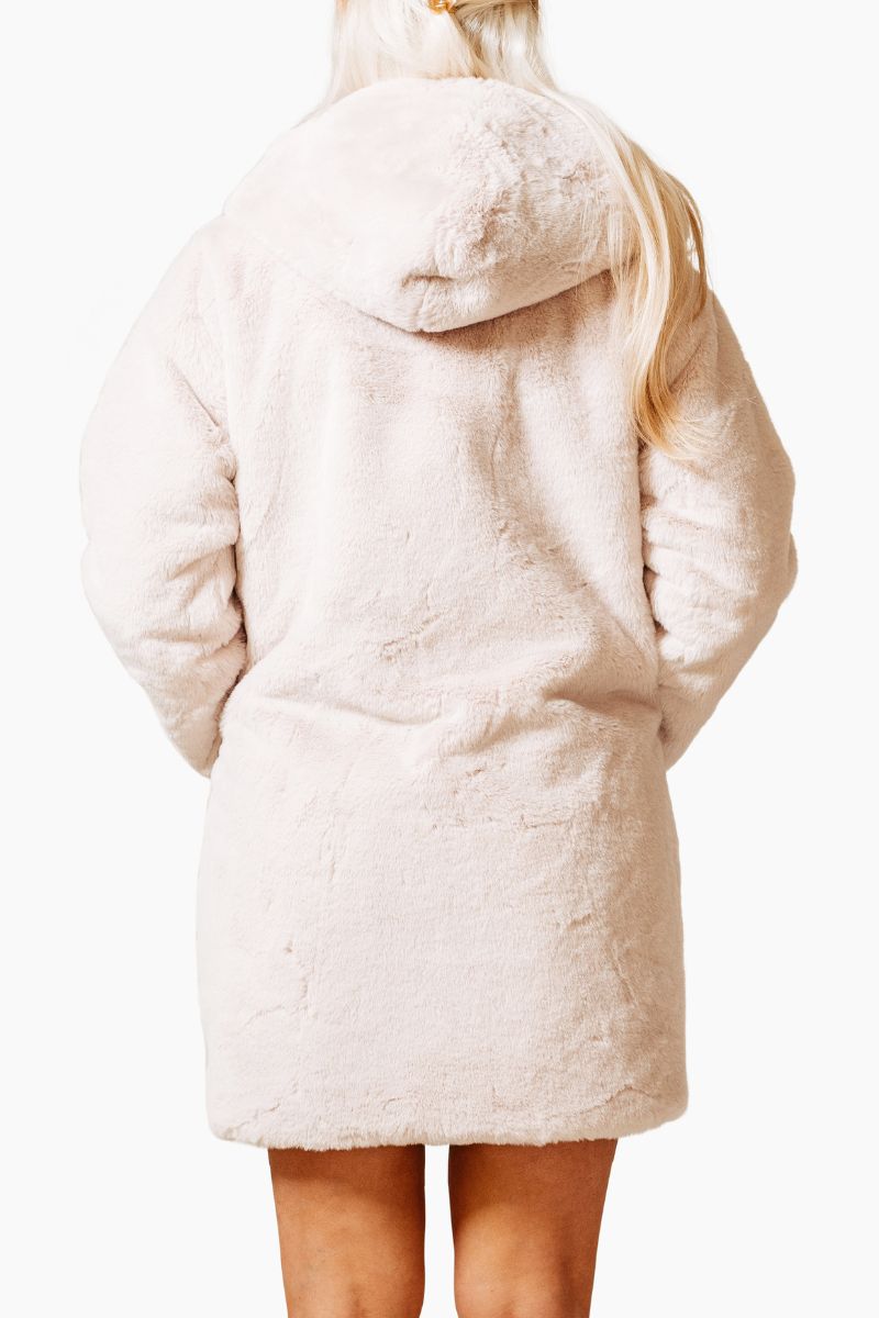 FAUX FUR HOODED TEDDY JACKET