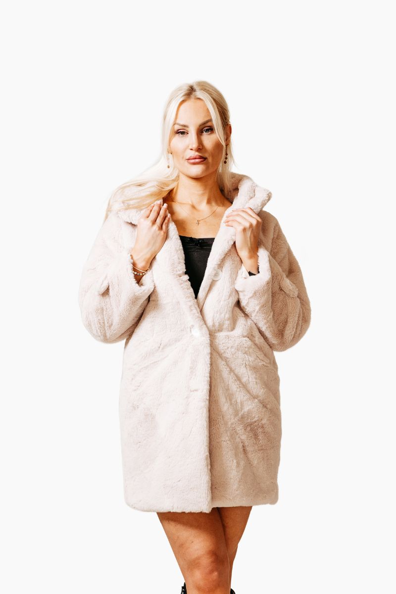 FAUX FUR HOODED TEDDY JACKET