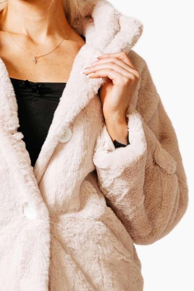 FAUX FUR HOODED TEDDY JACKET