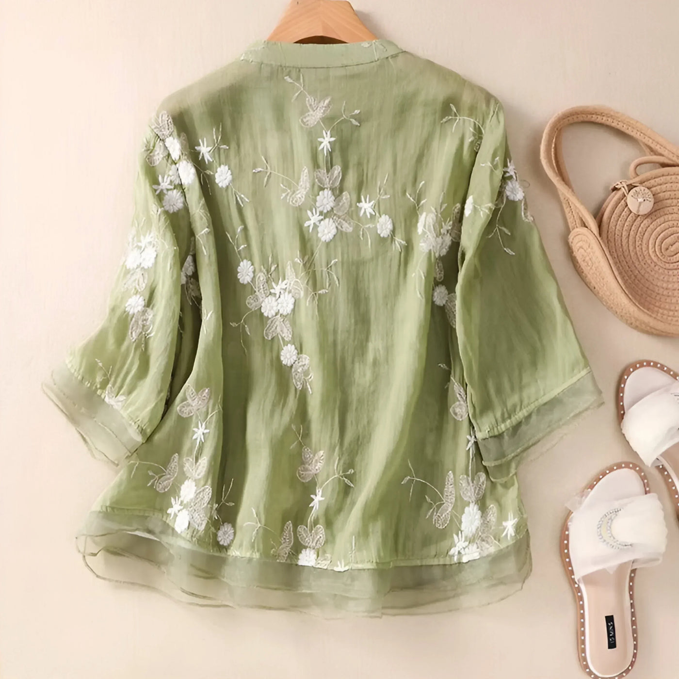 Viki – Embroidered Sheer Blouse