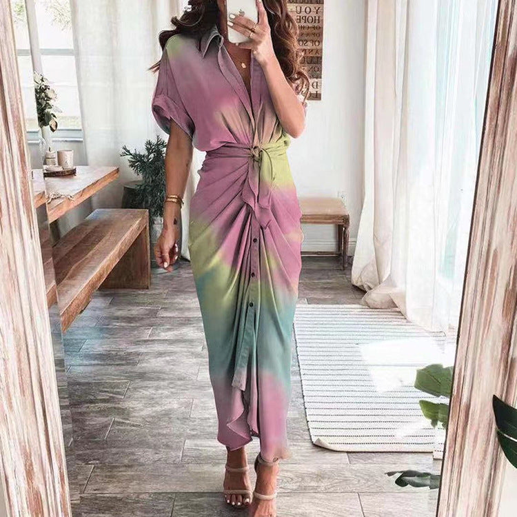 💖Women's Satin Button Down Dress
