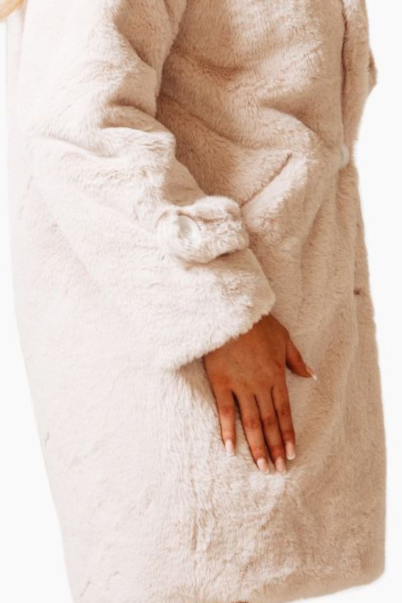 FAUX FUR HOODED TEDDY JACKET