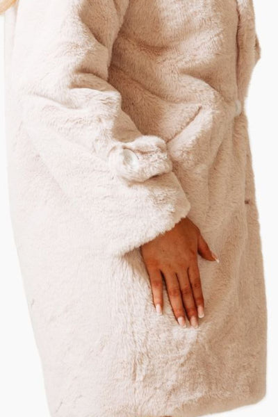 FAUX FUR HOODED TEDDY JACKET