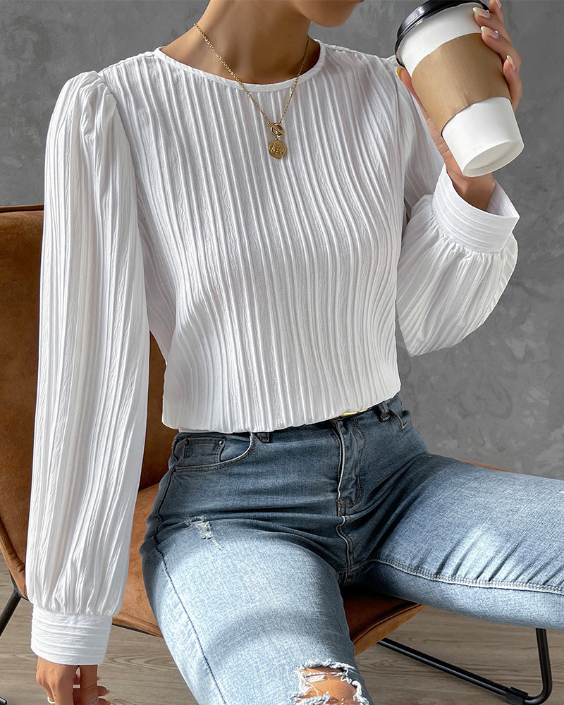 Viki – Textured Long Sleeve Blouse