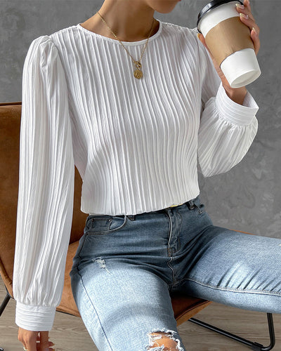 Viki – Textured Long Sleeve Blouse