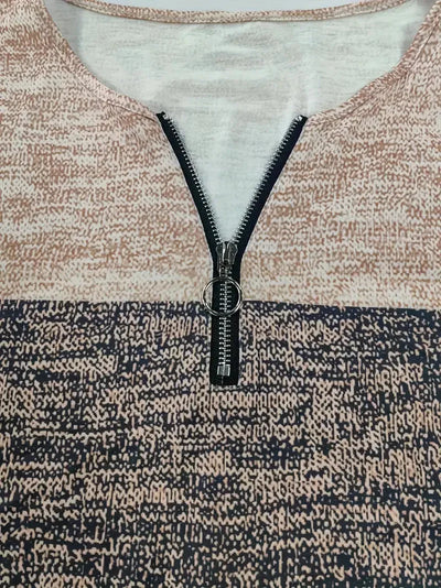 Brit & Boho™ I Marites Color Block Quarter Zip T-Shirt