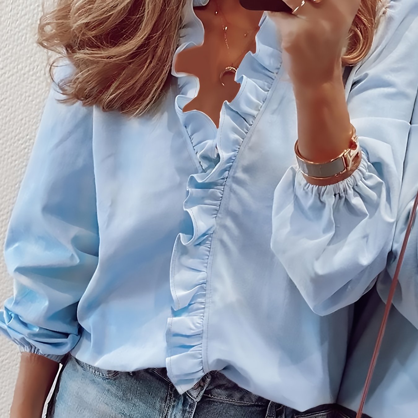 Viki – Ruffled V-Neck Blouse
