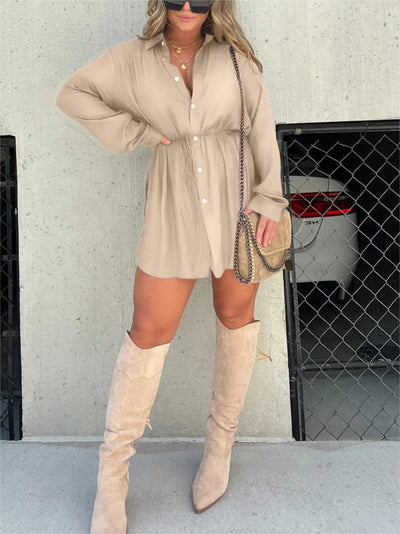 HAISLEY | LONG SLEEVE SATIN DRESS