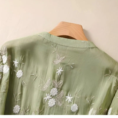 Viki – Embroidered Sheer Blouse