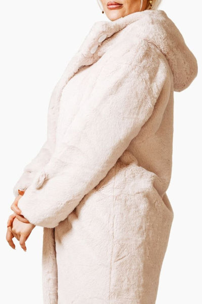 FAUX FUR HOODED TEDDY JACKET