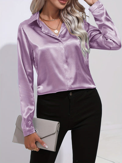 Viki - Satin Button-Up Blouse