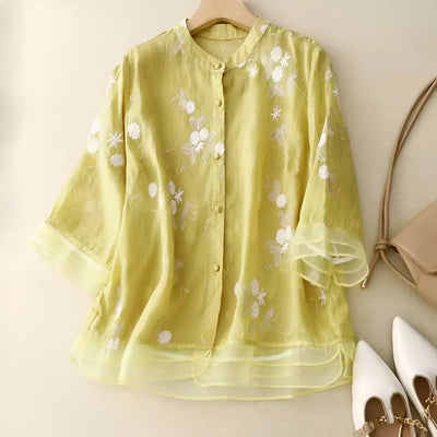 Viki – Embroidered Sheer Blouse