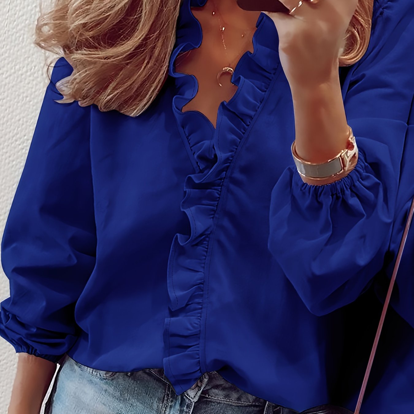 Viki – Ruffled V-Neck Blouse