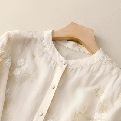 Viki – Embroidered Sheer Blouse
