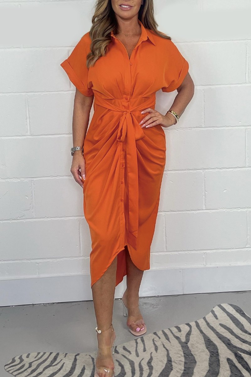 💖Women's Satin Button Down Dress