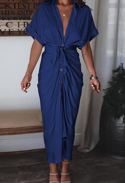 💖Women's Satin Button Down Dress