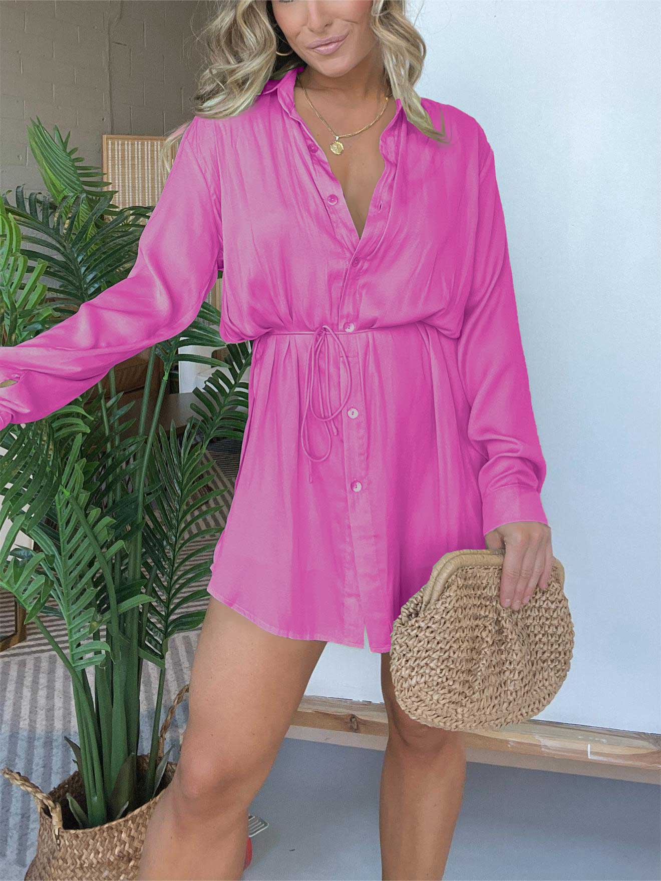 HAISLEY | LONG SLEEVE SATIN DRESS