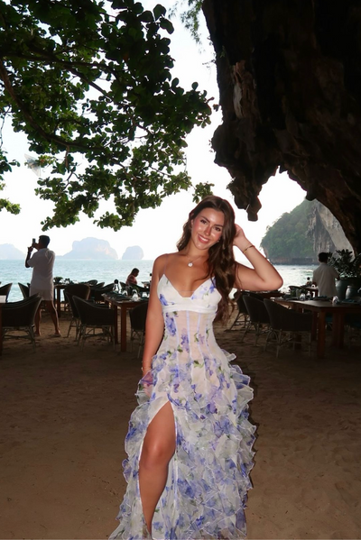 Pink | Summer Dress with Ruffles and Floral Print