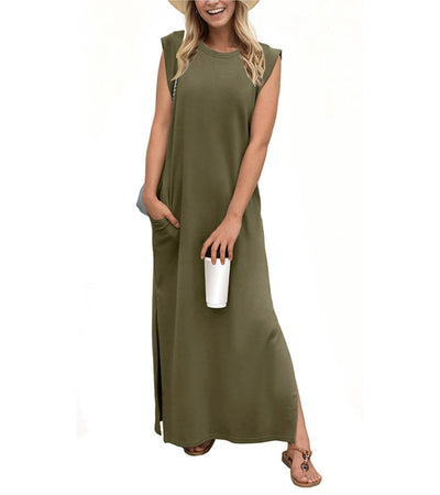 Romaisa | Casual, no-iron maxi dress with a slit