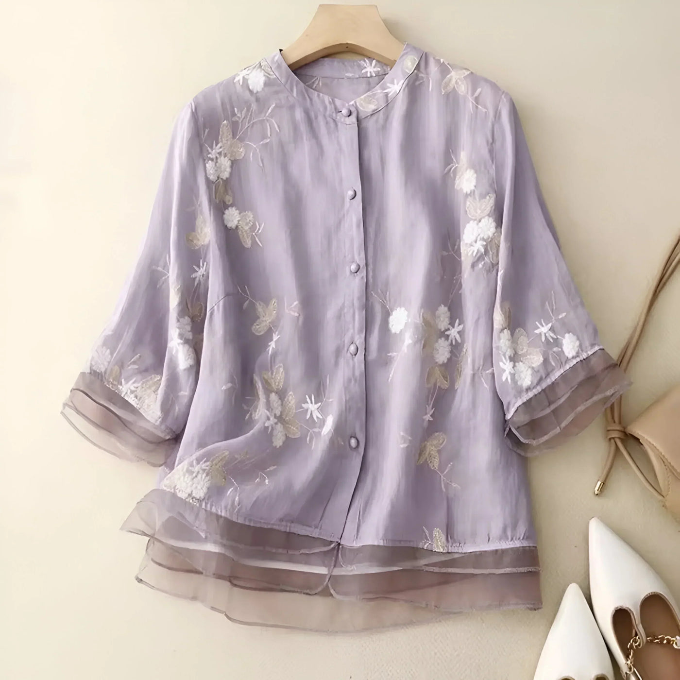 Viki – Embroidered Sheer Blouse