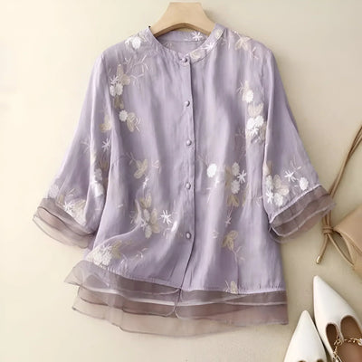 Viki – Embroidered Sheer Blouse