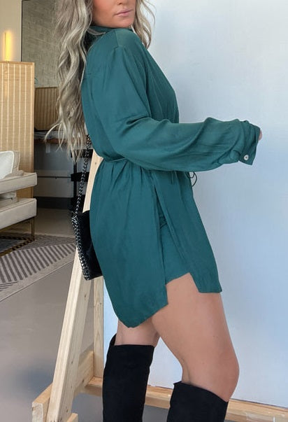 HAISLEY | LONG SLEEVE SATIN DRESS