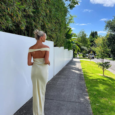 Emory | Backless Satin Maxi Dress