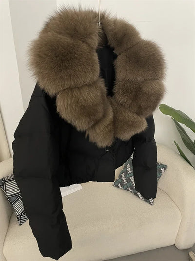 Brit & Boho™ | Aisha Puffer Jacket with Fur
