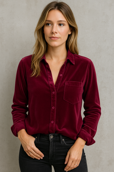 Viki - Elegant Velvet Blouse